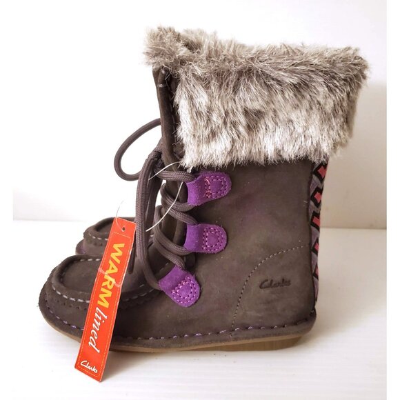 CLARKS GIRL WARM WINTER BOOTS INSULATED SIZE 8 TODDLER NWT - Picture 3 of 9